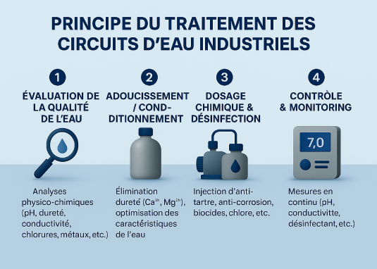 Principe du traitement des circuits d&rsquo;eau industriels