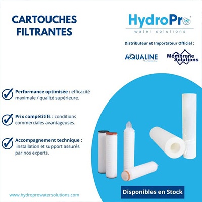 Cartouches filtrantes des Marques Aqualine & Membrane Solutions disponibles en stock