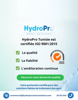 HydroPro Tunisie certifiée ISO 9001:2015 HydroPro Tunisie certifiée ISO 9001:2015